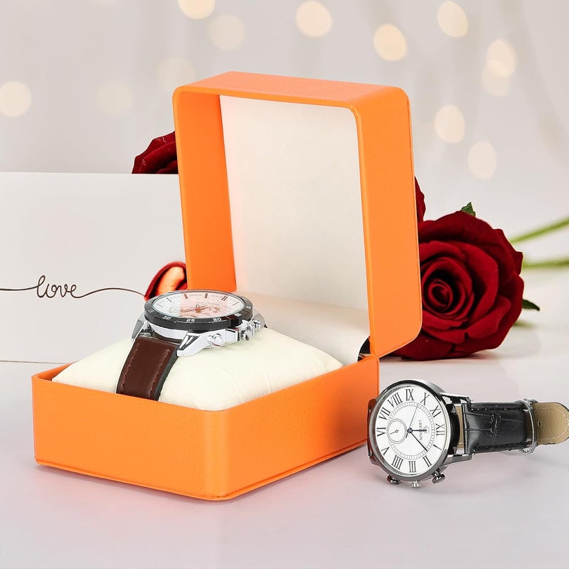 BAOPEND Single Watch Case, Travel Watch Gift Box with Removable Pillow, Luxury PU Leather Wristwatch Display Organizer Holder Boxes for Mem and Women (Orange) - Image 4